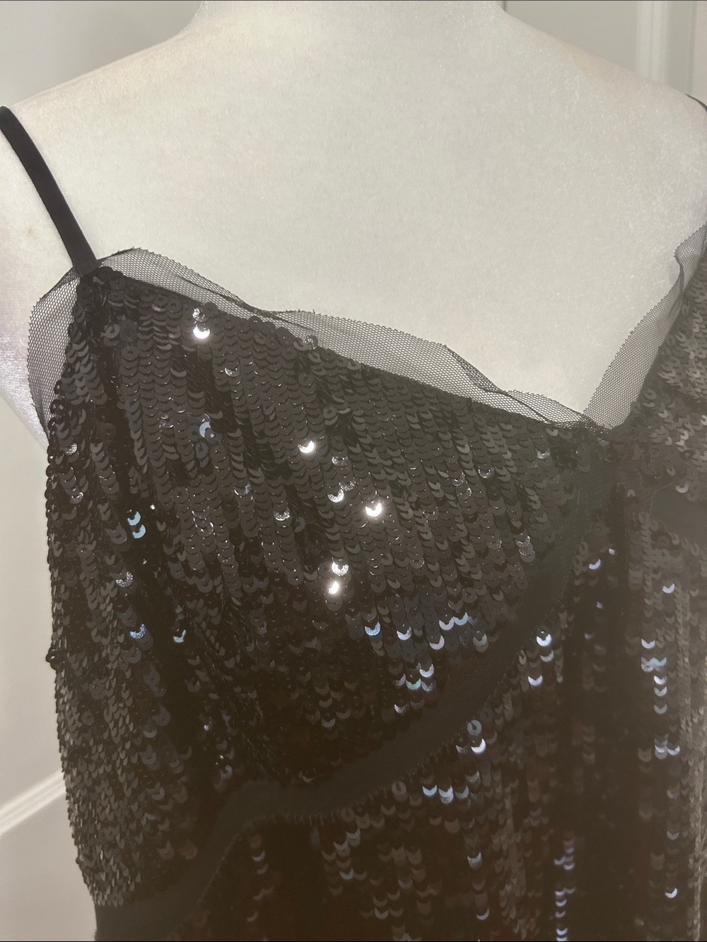 J.Crew womens size 2X The Sequined Tulle Camisole Black Tank Top NEW glam y2k - Picture 8 of 11